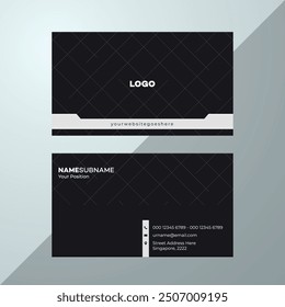 Business Card Design, Professional Minimalist Business Card Template. Black, light gray color