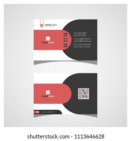business card design red black white.  carte visit, business card, design, qr code, icons, cards, conecpt, company, corporate.