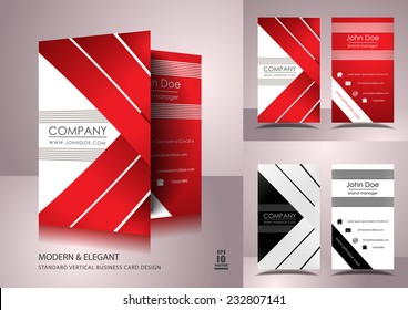 Business card design with red ribbons 