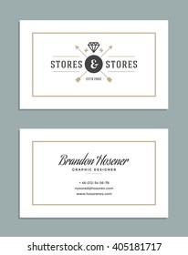 Business Card Design and Retro Style Template. Vector Design Element Vintage Style for  Label. Business Card Template.