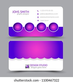 Business card. Design set template for company corporate style. Vector illustration. Purple color.