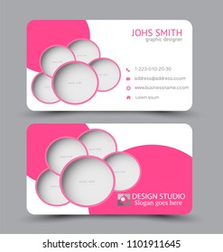 Business card. Design set template for company corporate style. Vector illustration. Pink color.