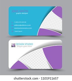 Visitenkarte. Designset-Vorlage für Firmenstil. Vektorgrafik. Blau und violett.