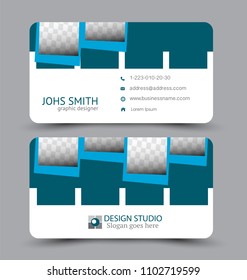 Business card. Design set template for company corporate style. Vector illustration. Blue color.