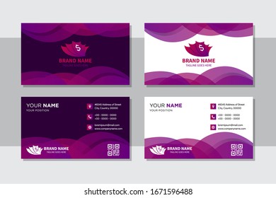 Business card design set template for company corporate style. Purple color. Vector illustration. 
