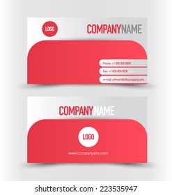 Business card design set template for company corporate style. Red and silver color. Vector illustration.