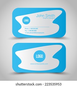 Business card design set template for company corporate style. Blue and silver color. Vector illustration.