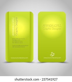 Business card design set template for company corporate style. Green color. Vector illustration.