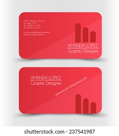 Business card design set template for company corporate style. Red color. Vector illustration.