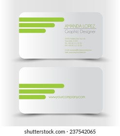 Business card design set template for company corporate style. Green and silver color. Vector illustration.