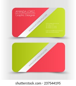 Business card design set template for company corporate style. Red and green christmas style colors. Vector illustration.