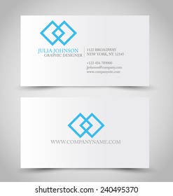 Business card design set template for company corporate style. Blue and silver color. Vector illustration.