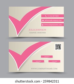 Business card design set template for company corporate style. Pink and beige color. Vector illustration. 