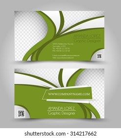 Business card design set template for company corporate style. Blue and silver color. Vector illustration.