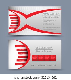 Business card design set template for company corporate style. Red color. Vector illustration.
