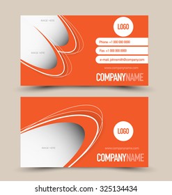 Business card design set template for company corporate style. Orange color. Vector illustration.
