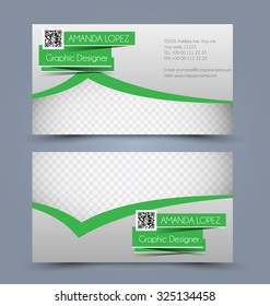 Business card design set template for company corporate style. Green color. Vector illustration.