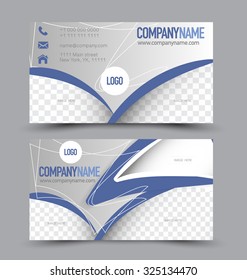 Business card design set template for company corporate style. Blue and silver color. Vector illustration.
