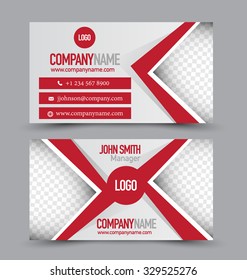 Business card design set template for company corporate style. Red color. Vector illustration.