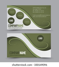 Business card design set template for company corporate style. Green color. Vector illustration.