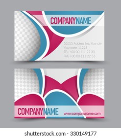 Business card design set template for company corporate style. Pink and blue color. Vector illustration.