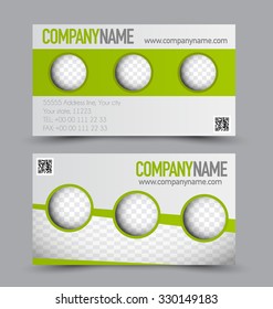 Business card design set template for company corporate style. Green color. Vector illustration.