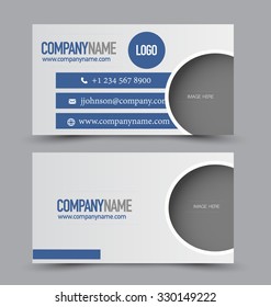 Business card design set template for company corporate style. Blue color. Vector illustration.