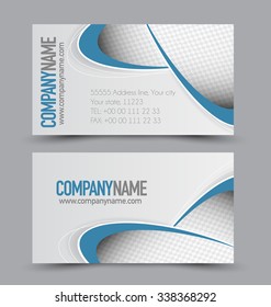 Business card design set template for company corporate style. Blue color. Vector illustration.