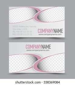 Business card design set template for company corporate style. Pink color. Vector illustration.