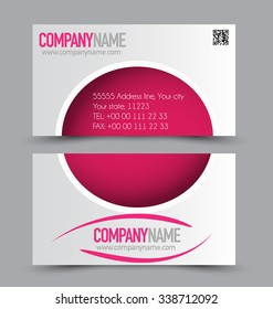 Business card design set template for company corporate style. Pink color. Vector illustration.