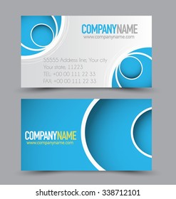Business card design set template for company corporate style. Blue color. Vector illustration.