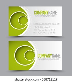 Business card design set template for company corporate style. Green color. Vector illustration.
