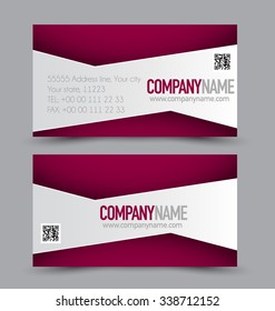 Business card design set template for company corporate style. Pink color. Vector illustration.