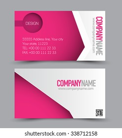 Business card design set template for company corporate style. Pink color. Vector illustration.