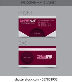Business card design set template for company corporate style. Red color. Vector illustration.