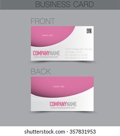 Business card design set template for company corporate style. Pink color. Vector illustration.