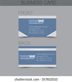 Business card design set template for company corporate style. Blue color. Vector illustration.