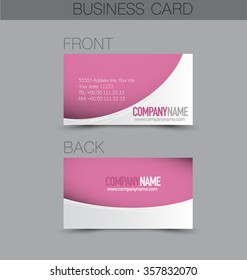 Business card design set template for company corporate style. Pink color. Vector illustration.
