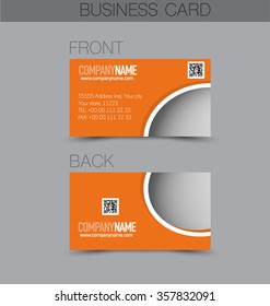 Business card design set template for company corporate style. Orange color. Vector illustration.