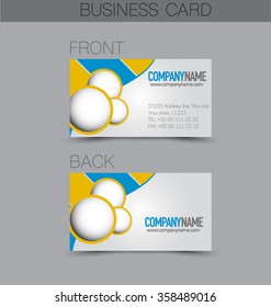 Business card design set template for company corporate style. Blue and yellow color. Vector illustration.