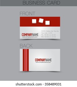 Business card design set template for company corporate style. Red color. Vector illustration.
