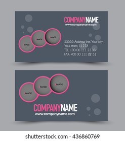 Business card design set template for company corporate style. Pink and grey color. Vector illustration.