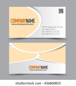 Business card design set template for company corporate style. Orange color. Vector illustration.