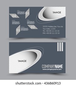 Business card design set template for company corporate style. Grey color. Vector illustration.