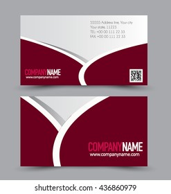 Business card design set template for company corporate style. Red color. Vector illustration.