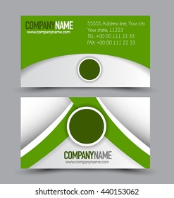 Business card design set template for company corporate style. Green color. Vector illustration.