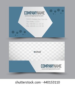 Business card design set template for company corporate style. Blue color. Vector illustration.