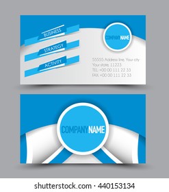 Business card design set template for company corporate style. Blue color. Vector illustration.