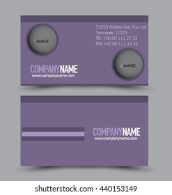 Business card design set template for company corporate style. Purple color. Vector illustration.