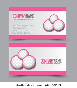 Business card design set template for company corporate style. Pink color. Vector illustration.